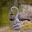 Elephant Outdoor Statues with Cute Baby Garden Decor, Resin Elephant Figurines with Solar Lantern Outdoor Decoration Gifts for Mothers Day, Birthday Day by CozyNest Decor