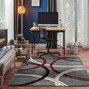 Rugshop Modern Wavy Circles Design Square Area Rug 6'6" x 6'6" Red by TinyTreasures Baby Boutique