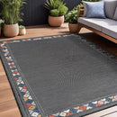 Beverly Rug Outdoor Rug 9x12 Modern Bordered Large Area Rugs for Indoor and Outdoor Patio Easy to Clean Non Shedding Living Room Porch Garden Washable Outside Carpet (9 x 12 Dark Gray) by CozyNest Decor