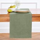 Solino Home Linen Oil Green Table Runner 144 Inches Long - 100% Pure Linen Extra Long Table Runner 14 x 144 Inch for Fall, Autumn, Thanksgiving - Fete by CozyNest Decor