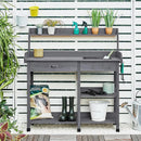 Yaheetech Outdoor Potting Bench Table Potters Benches Garden Workstation for Horticulture with Drawer/Adjustable Shelf Rack/Removable Sink/Hooks/Pads, Gray by GreenHaven Gardens