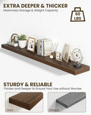 Marsmiles 72" Floating Shelves for Wall, Wooden Shelves with Invisible Brackets Set of 2, Rustic Farmhouse Wall Mounted Shelf for Kitchen Bathroom Living Room Study, Walnut by CozyNest Decor