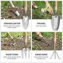 WORKPRO 8-Piece Pink Garden Tool Set, Stainless Steel Gardening Tools with Wood Handle, Including Garden Tote, Gloves, Trowel, Hand Weeder, Cultivator and More, Gardening Gifts For Women - Pink Ribbon by GreenHaven Gardens