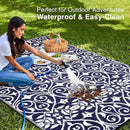 OLANLY Outdoor Rug Waterproof 6x9 ft Clearance, Reversible Outdoor Plastic Straw Rug with Floral Pattern, RV Mat for Patio, Camping, Balcony, Deck, Backyard, Navy & White by CozyNest Decor