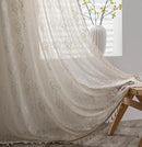 Sutuo Home Beige Boho Curtains for Bedroom Kid's Room,Bohemian Crochet Floral Embroidery Sheer Lace Curtains With Tassels Vintage Rustic Window Treatment Country Drape Rod Pocket 1 Panel 59" W x 90" L