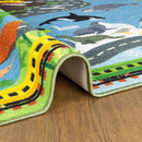 KC Cubs 5x7 Animal Safari Toy Car Road Rug – Educational Play Mat Carpet for Kids, Toddlers, Nursery, Classroom, Playroom, Baby Daycare, Boys & Girls by TinyTreasures Baby Boutique
