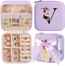AYGXU Travel Jewelry Box for Women and Girls - Small Case With Initial A-Z - Teacher Gifts by TinyTreasures Baby Boutique