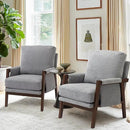 Modern Accent Chairs Set of 2 for Living Room Mid Century Arm Chairs Upholstered Bedroom Chairs Comfy Lounge Chairs with Solid Wood Frame, Grey by CozyNest Decor