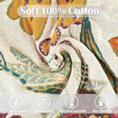Boho Throw Blanket for Bed - 100% Pure Cotton Ultra Soft Rustic Quilt - Farmhouse Decor Bed Blankets, All Season Rustic Throw for Sofa Couch Chair(91''x 98'', Floral Blossom) by CozyNest Decor