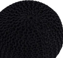 BIRDROCK HOME Round Pouf Ottoman | Cotton Braided Foot Stool with Bean Bag Filling | Boho Foot Rest for Living Room & Bedroom | Compact & Comfortable Seating, Lightweight & Soft | Black by CozyNest Decor