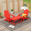 WO Home Furniture Adirondack Chairs Table Set of 3 PCS Outdoor Folding Chairs Coffee Table Weather/UV Resistant for Lawn, Garden, Bon Fire, Balcony (Red)