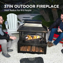 Red Mountain Valley 37in Outdoor Wood Burning Fireplace, Large Outdoor Fire Pit with Log Grate and Poker, Chimney Outside Fireplace with Firewood Racks Storage for Patio, Garden and Backyard by GreenHaven Gardens