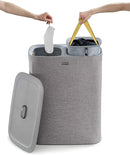 Joseph Joseph Tota 90 liter/23.8 gallon Laundry Hamper Separation Basket with lid, 2 Removable Washing Bags with Handles - Gray by CozyNest Decor