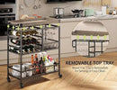 Gizoon Rolling Bar Cart, a Versatile Beverage Cart with a Removable Tray, 12-Bottle Wine Rack, and Glass Holder, The Bar Cart is Perfect for Kitchen, Dining Room, or Outdoor Use (Gray) by CozyNest Decor