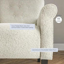 BELLEZE Modern Accent Chair for Living Room, High Back Polyester Armchair with Wooden Legs, Upholstered Wingback Side Chair Padded Armrest Single Sofa for Living Room, Bedroom - Allston (White) by CozyNest Decor