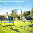 440lbs Kids Swing Set, 3-in-1 Outdoor Playground with Saucer Swing, Belt Seat & 4ft Trampoline, Heavy Duty A-Frame Metal Stand & Safety Stakes, Backyard Playset for Toddlers 3-8 Years Old by TinyTreasures Baby Boutique