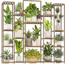 Bamworld Large Plant Shelf Plant Stand Indoor Hanging Tall Outdoor Plant Holder Wood for Multiple Plants Plant Rack for Living Room Garden Balcony Flower 17 Pots Wide by GreenHaven Gardens
