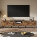 TV Stand, L Shaped Handle Entertainment Console With Storage - Natural by HouseOfZazla