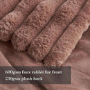 Amélie Home Faux Fur Throw Blanket for Couch, Cozy Fuzzy Fluffy Fur Luxurious Soft Striped Plush Gift Blankets for Family Sofa Chair Bed Living Room Bedroom, 55"x70", Light Coffee by CozyNest Decor