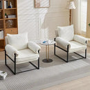 YISHENG Accent Chair with 6-Angle Adjustable Backrest, Chenille Fabric Living Room Chair Upholstered Lounge Chair, Modern Chair Cozy Reclining Chair for Reading Room, Set of 2 White by CozyNest Decor