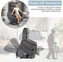 Power Lift Recliner Chair for Adults Elderly Lay Flat Velvet Recliners with Massage Heating, Extended Footrest, Wireless Charging Device, USB Ports, Cup Holder, Lumbar Pillow by CozyNest Decor