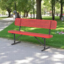 Heavy Duty Park Bench with Back Portable Frame, Outdoor Steel Bench with Backrest, Red Metal Bench Seat Expanded Metal Mesh Bench for Lawn, Park, Deck, Garden, Patio, Porch, Black (Red, 6FT) by GreenHaven Gardens