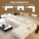 157.5" L Shaped Modern Sofa Modular Sectional Cloud Couch with Ottoman,Deep Seat Upholstered Couches with Corduroy Fabric for Living Room Furniture,Bedroom and Apartment,No Assembly Required,White by CozyNest Decor