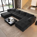157.5" U Shaped Modern Sofa Modular Sectional Cloud Couch with 2 Ottoman,Deep Seat Upholstered Couches with Corduroy Fabric for Living Room Furniture,Bedroom and Apartment,No Assembly Required,Black by CozyNest Decor