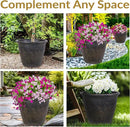 Sunnydaze 24-Inch Anjelica Large Plastic Pot for Plants - Outdoor Polyresin Round Planter with Drillable Drainage Holes - Sable - 4pk by CozyNest Decor