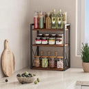 3-Tier Kitchen Spice Rack Organizer for Countertop, Coffee Counter Shelf, Mug Shelf, Bathroom Counter Organizer, Makeup Organizer, Rustic Brown and Black by CozyNest Decor