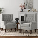 Lumibee High Back Accent Chair Set of 2,Upholstered Wingback Armchair with Solid Wood Legs for Small Spaces,Comfy Single Sofa Chair for Living Room,Bedroom,Office-Light Gray by CozyNest Decor