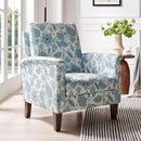 Floral Accent Chair, High Back Upholstered Armchair with Solid Wooden Legs, Padded Armrest and Removable Comfortable Cushioned Seat Single Sofa for Living Room, Bedroom, Blue by CozyNest Decor