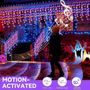 Halloween Icicle Lights with Spook Music Motion Sensing Function - 340LED 29Ft Purple Orange Curtain String Lights - Plug in Lighting for Outdoor Garden Window House Bedroom Halloween Decorations by GreenHaven Gardens