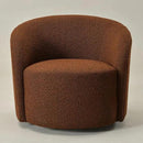 KINWELL Sherpa Swivel Barrel Chair & Round Ball Pillow Set - 34" Wide Modern Boucle Accent Chair with 9” Matching Nordic Decorative Throw Pillow for Living Room and Bedroom(Brown) by CozyNest Decor