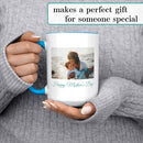 Personalized Mother's Day Coffee Mug, Custom Mum Photo Text 15 Oz Ceramic Mug, Customized Mom Gift Idea Picture Name Cup, Taza Cafe Personalizadas Fotos, Cute Gifts Mom Women Dad Men, Light Blue by TinyTreasures Baby Boutique