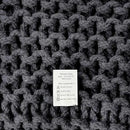 REDEARTH Cube Pouf Foot Stool Ottoman - Hand Knitted Coffee Table - Cotton Cord Boho Pouffe - Home Décor Poof - Stuffed Footrest for Living Room - Bedroom - Patio (16" x 16" x 16") - Dark Gray by CozyNest Decor