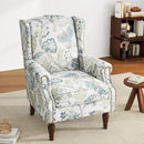 UIXE High Back Floral Accent Chair, Upholstered Armchair in Fabric, Retro Printed Wingback Arm Chair for Living Room, Nailhead Trim Single Sofa Bedroom Reading Seat - Plants Blue by CozyNest Decor