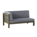 Oana Outdoor Wooden Sectional Set with Cushions, Dark Grey