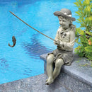Design Toscano Big Catch Fisherwoman Nellie Girl with Fishing Pole Garden Statue, Small 11 Inch Tall, Cast Stone Resin, Two Tone Stone Finish by GreenHaven Gardens