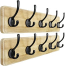 Dseap Coat Rack Wall: Patented, Heavy-Duty, 5-Double-Hooks Wooden Wall Mounted Coat Rack Coat Hanger Hook Rail for Winter Coats Hat Jacket Clothing, Light Brown, Pack of 2 by CozyNest Decor