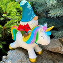 Mood Lab Garden Gnome Statue - Garden Gnome Riding Unicorn - 8.3 Inch Tall Lawn Figurine - for Outdoor or House Decor - Funny Yard & Patio Decoration by CozyNest Decor