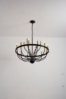 15-Light Industrial Iron Candle Chandelier Modern Farmhouse Pendant Light