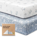 KeaBabies 2-Pack Organic Crib Sheets for Boys, Girls - 52x28 Fitted Crib Mattress Sheet Neutral, Breathable Jersey Cotton Cover for Baby Bed, Toddler Mattress, Soft & Cute Prints (Excavation) by TinyTreasures Baby Boutique