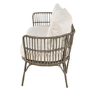 4-Piece Rattan Outdoor Patio Conversation Set with Seating Set for 5 and Coffee Table for Porch, Backyard and Garden (Brown Grey)