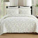 MarCielo 3-Piece 100% Cotton Bedspread Lightweight Quilt Coverlet Embroidery Farmhouse Bedding Set (Floral,Queen (98" X 90")) by CozyNest Decor