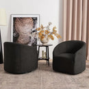 KINWELL 32" Wide Modern Boucle Swivel Barrel Chairs Set of 2, No Assembly Round Upholstered Swivel Accent Armchairs for Living Room, Bedroom (Black) by CozyNest Decor