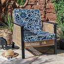 LVTXIII Patio Chair Cushions 22"x22"x3", Water-Repellent Outdoor Seat Cushions for Patio Furniture, Square Chair Pads with Ties for Home Garden Decoration, Set of 2, Flower Navy by GreenHaven Gardens