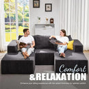 Hobestluk Modular Sectional Sofa Memory Foam Couch Oversized Sectional Sofa 3-Seater with Chaises Cloud Couch with Removable Cover U Shaped Sofa for Living Room (Strip Grey, U Shape) by CozyNest Decor