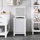 SMIBUY Double Laundry Hamper with Lid, 120L Bamboo Laundry Basket with Removable Liner Bag, 2-Section Clothes Divider Laundry Sorter for Laundry Room, Bathroom, Bedroom (White) by CozyNest Decor