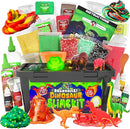 Original Stationery Dinosaur Slime Kit for Boys - Small Multicolor Original Style - Glow-in-The-Dark & Glitter DIY Slime Making Set with Lava, Blood & Dino Poop Effects by TinyTreasures Baby Boutique